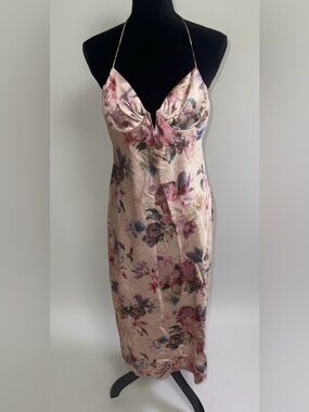 Sukiso Floral Pink Slip Dress Size M NWT